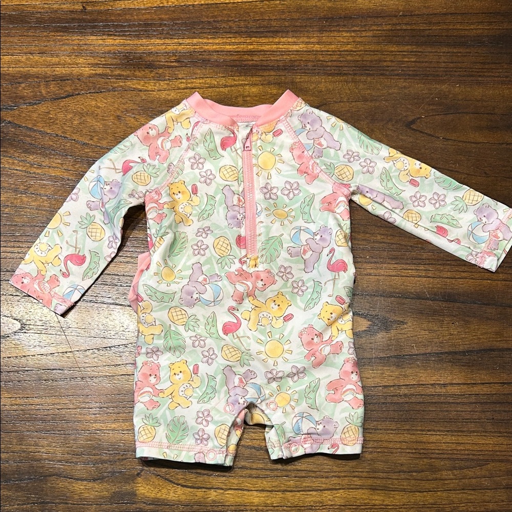 Care Bears Pink and Yellow baby Rashguard